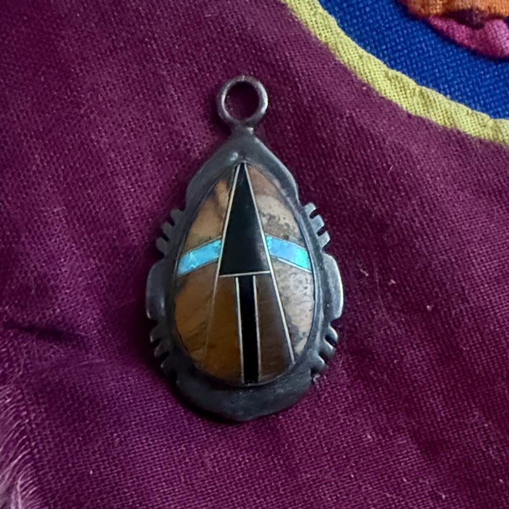 Navajo Brown and Black Teardrop Pendant